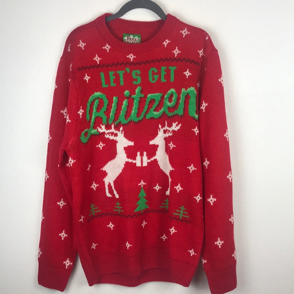 Ugly Christmas Sweater Let’s get Blitzen size sm
